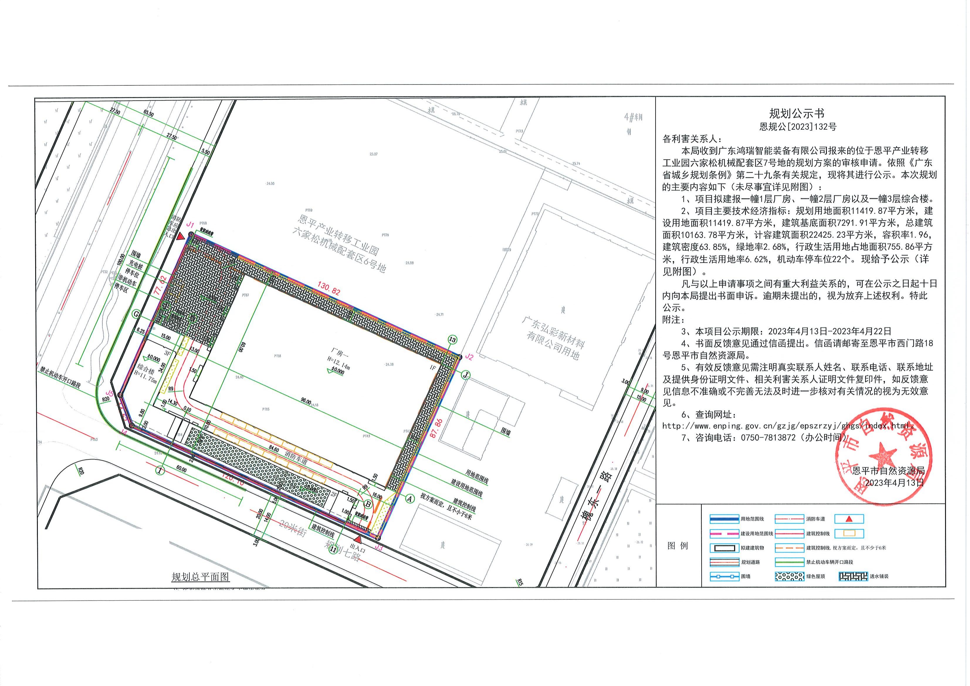 132.关于恩平产业转移工业园六家松机械配套区7号地（广东鸿瑞智能装备有限公司）规划公示书_00.jpg