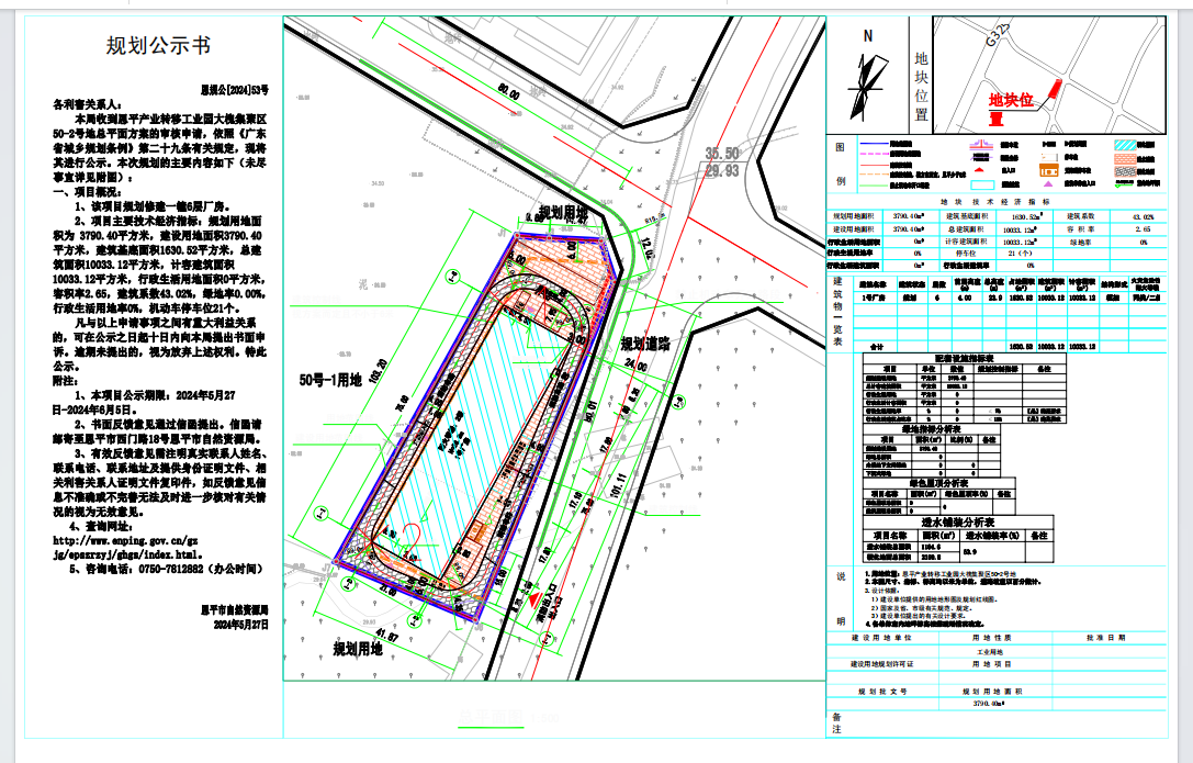 53.关于恩平产业转移工业园大槐集聚区50-2号地总平面方案的公示.png