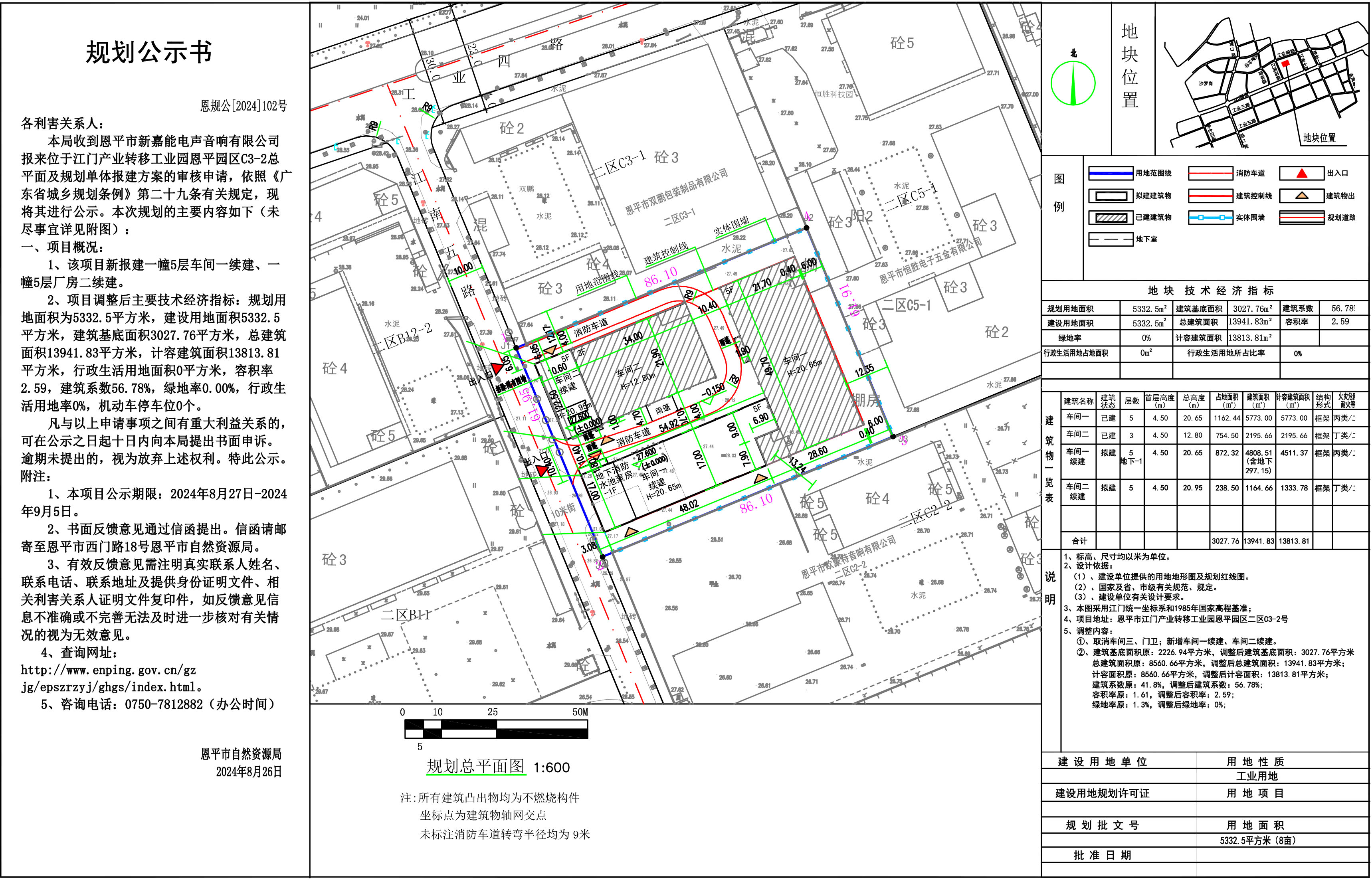 恩规公[2024]102号 规划公示书 江门产业转移工业园恩平园区C3-2总平面及规划单体报建方案（快猫
新嘉能电声音响有限公司）的规划公示书.jpg