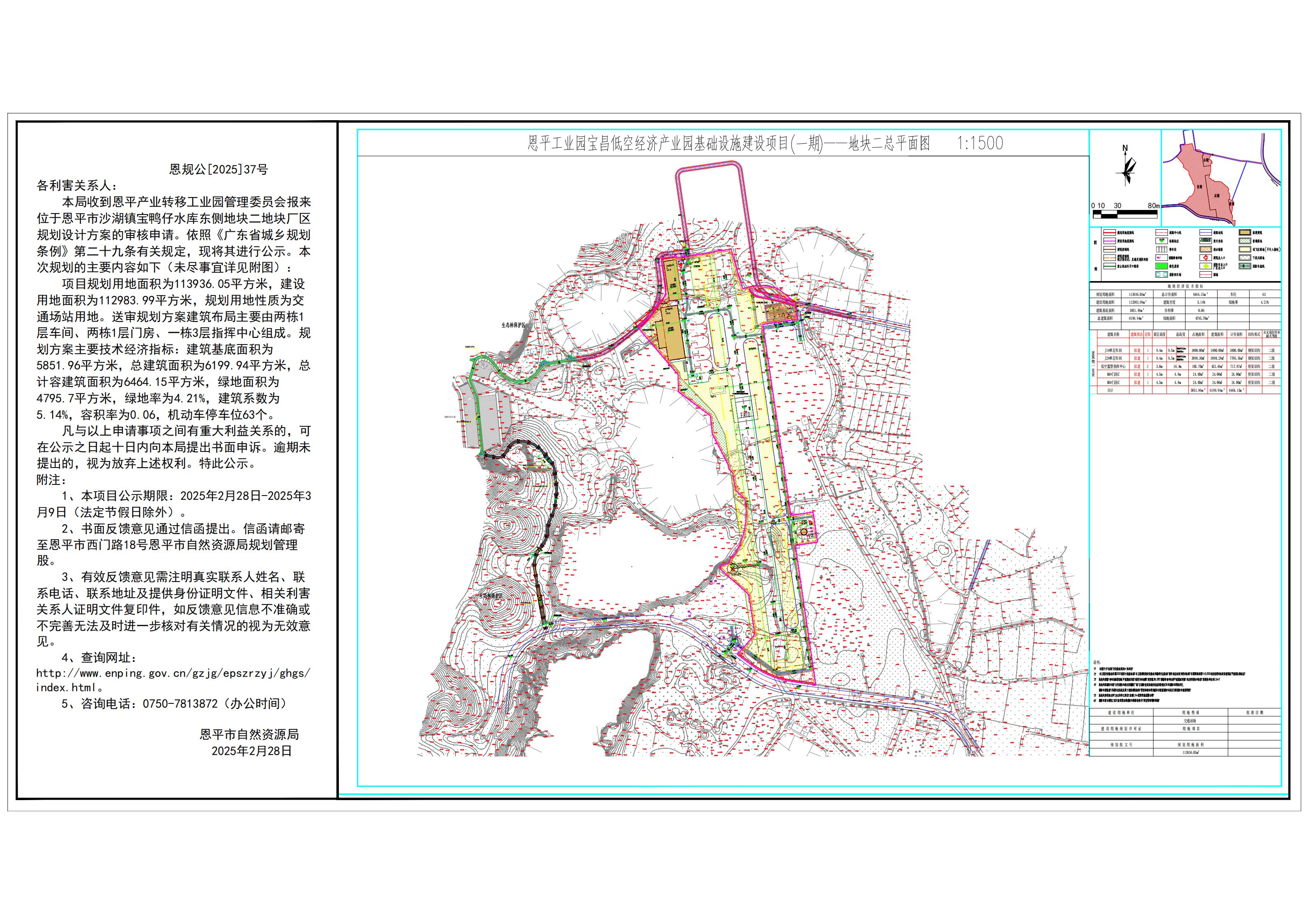 恩规公[2025]37号 规划公示书 关于快猫
沙湖镇宝鸭仔水库东侧地块二（恩平产业转移工业园管理委员会）的规划公示书.jpg