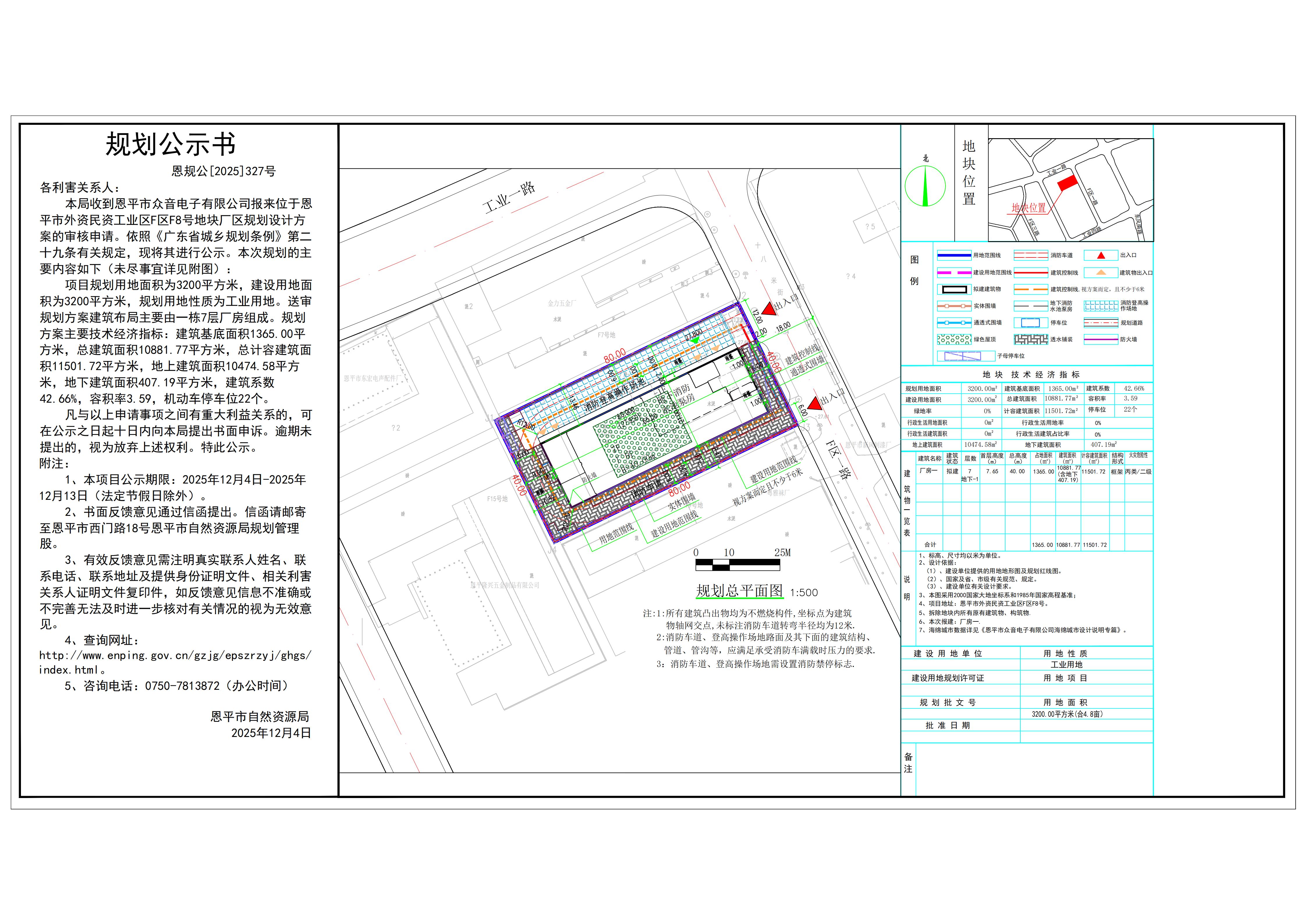 恩规公[2025]327号 规划公示书 关于快猫
外资民资工业区F区F8号（快猫
众音电子有限公司）的公示.jpg